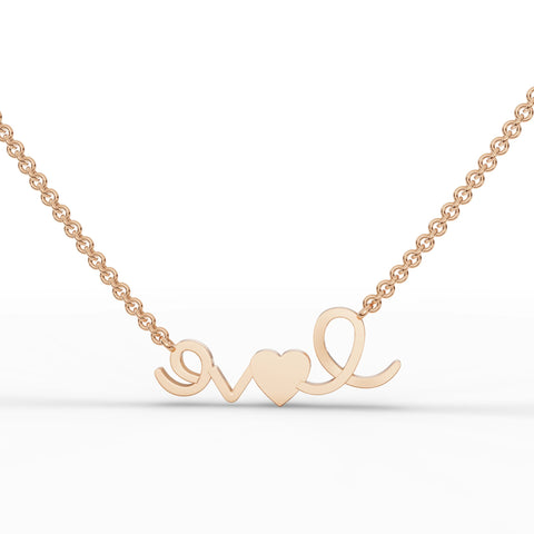 0.05CT Round Lab Diamond Love Themed Chain Pendant - Buvea Jewels