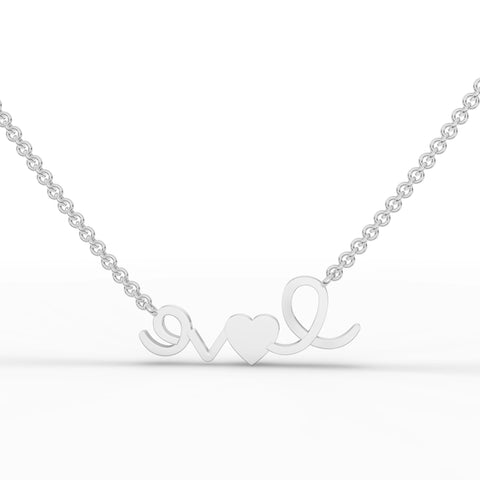 0.05CT Round Lab Diamond Love Themed Chain Pendant - Buvea Jewels