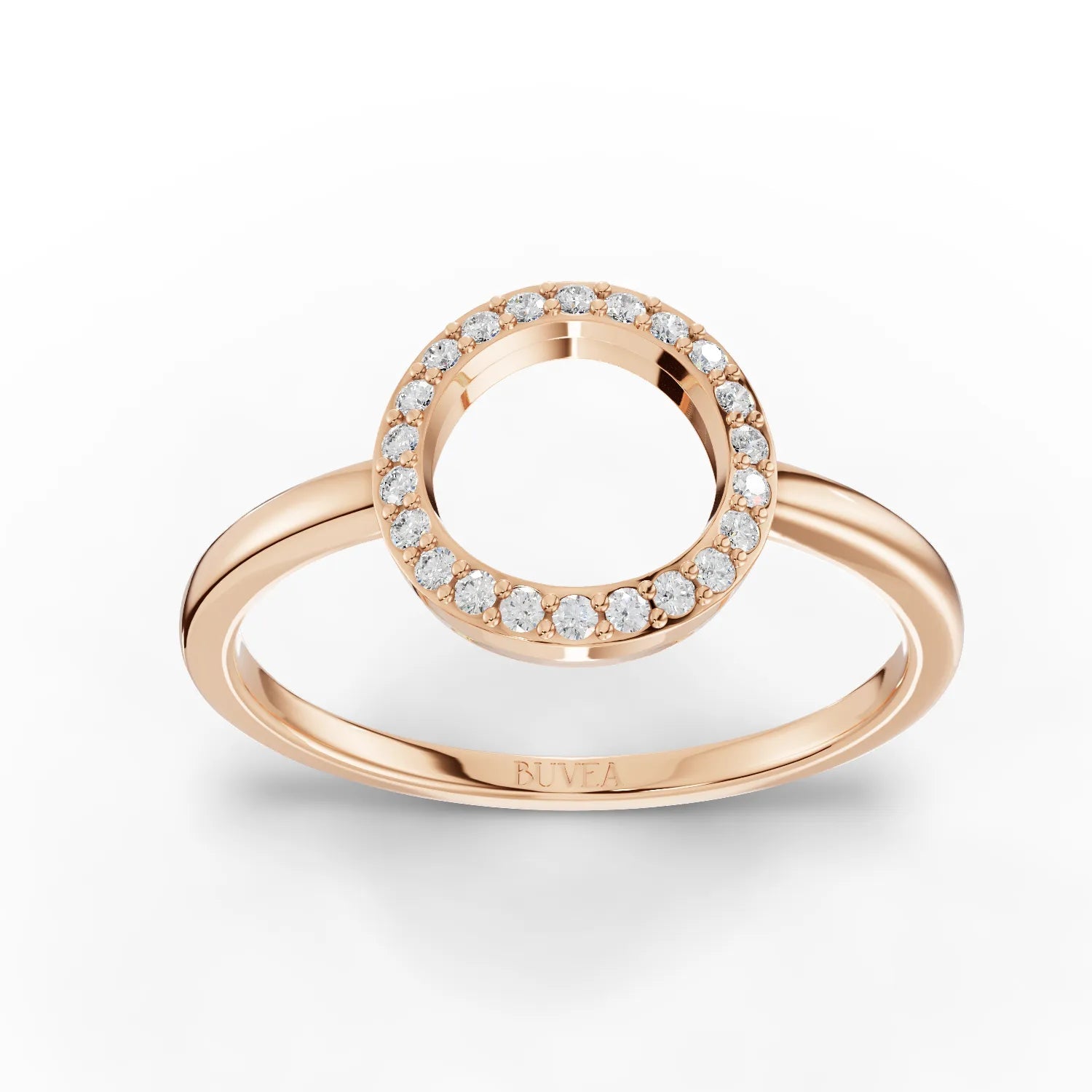 0.11CT Round Lab Diamond Halo Open Circle Fashion Ring - Buvea Jewels
