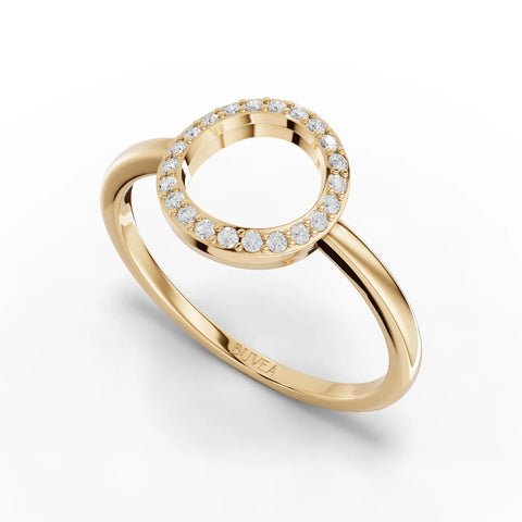0.11CT Round Lab Diamond Halo Open Circle Fashion Ring - Buvea Jewels