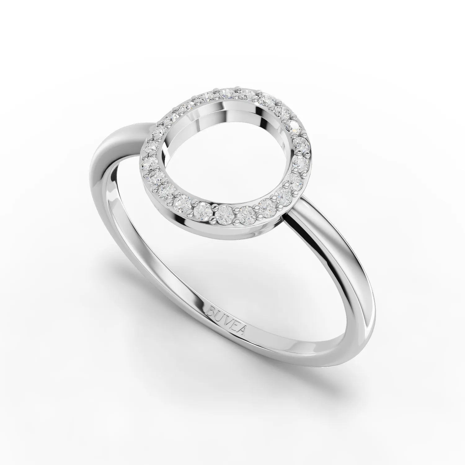 0.11CT Round Mossonaite Diamond Halo Fashion Ring - Buvea Jewels