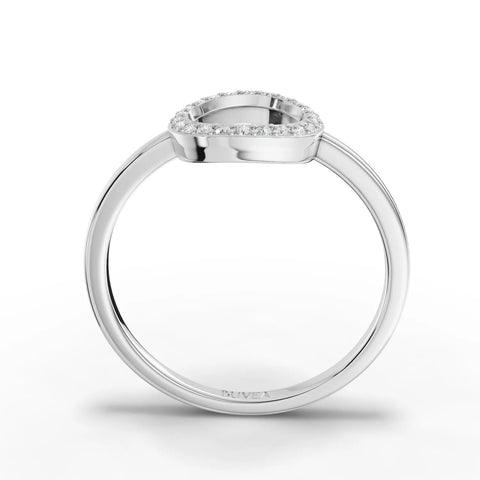 0.11CT Round Mossonaite Diamond Halo Fashion Ring - Buvea Jewels
