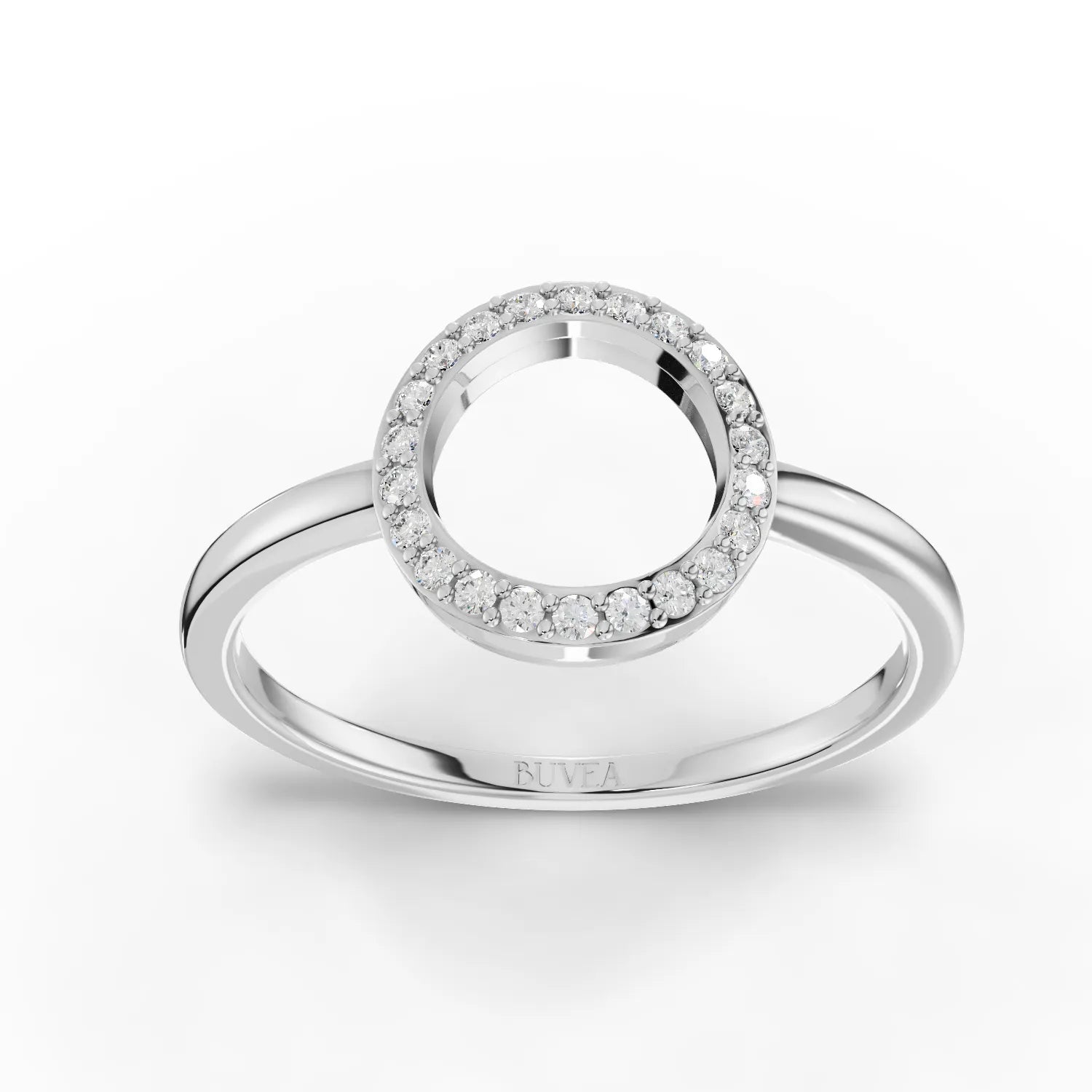 0.11CT Round Mossonaite Diamond Halo Fashion Ring - Buvea Jewels