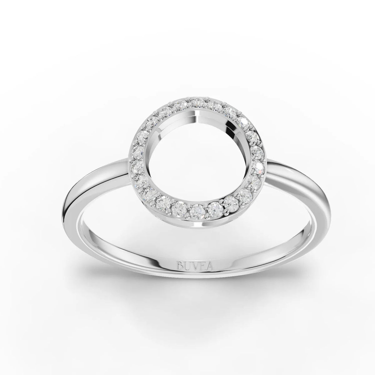 0.11CT Round Mossonaite Diamond Halo Fashion Ring - Buvea Jewels