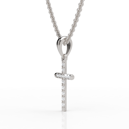 0.12CT Round Lab Diamond Cross Pendant - Buvea Jewels