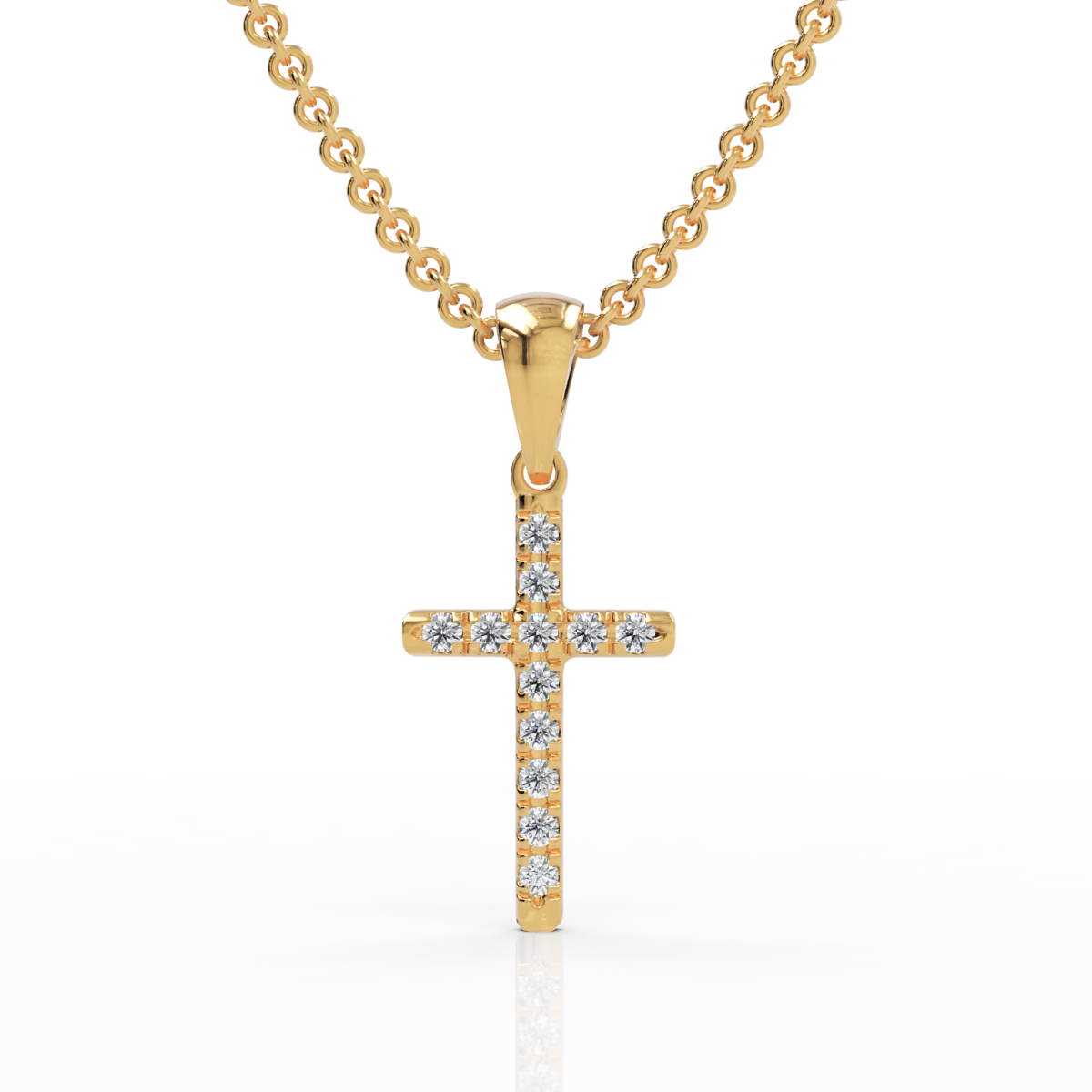 0.12CT Round Lab Diamond Cross Pendant - Buvea Jewels