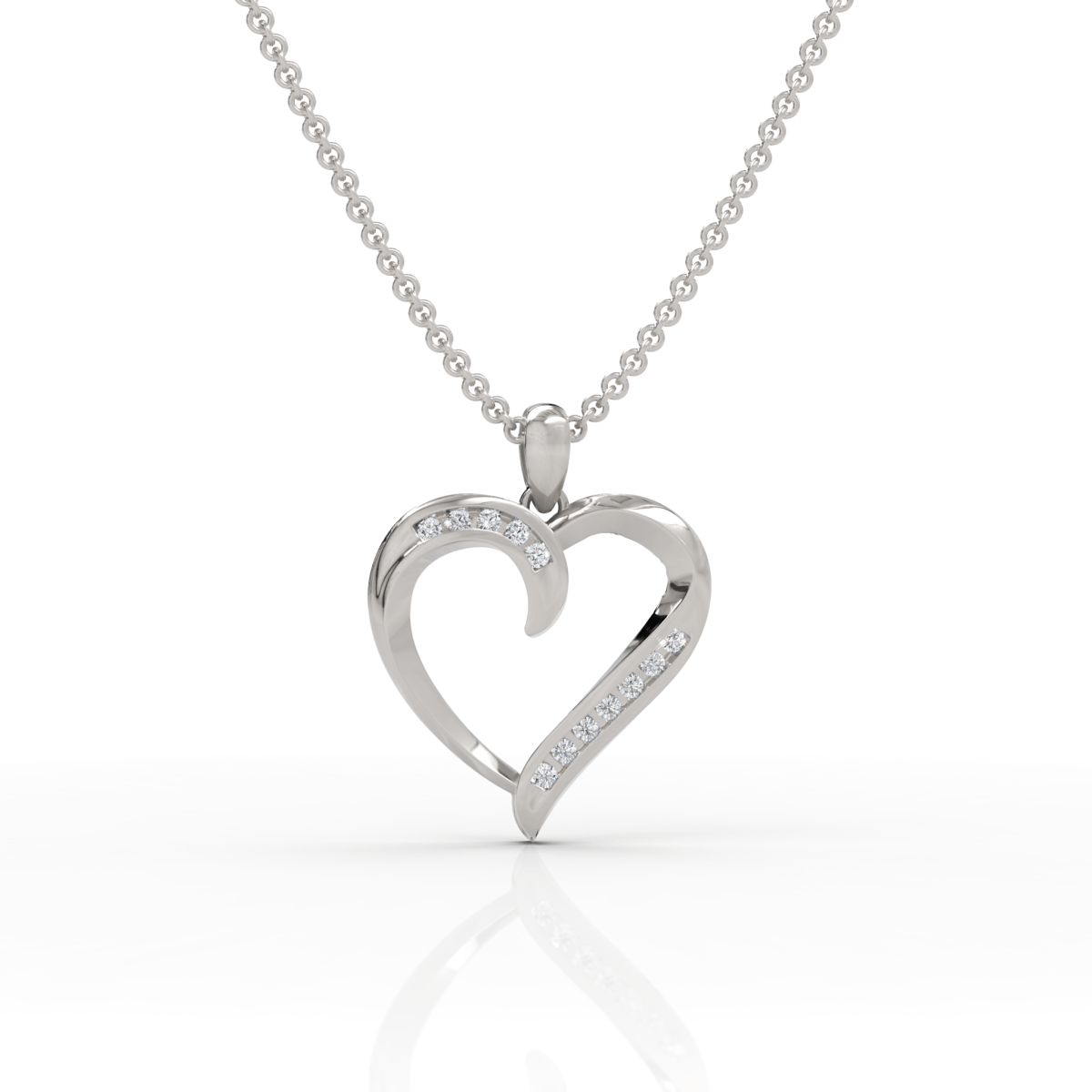 0.12CT Round Lab Diamond Heart Pendant - Buvea Jewels