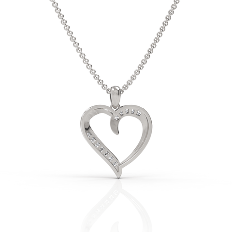 0.12CT Round Lab Diamond Heart Pendant - Buvea Jewels