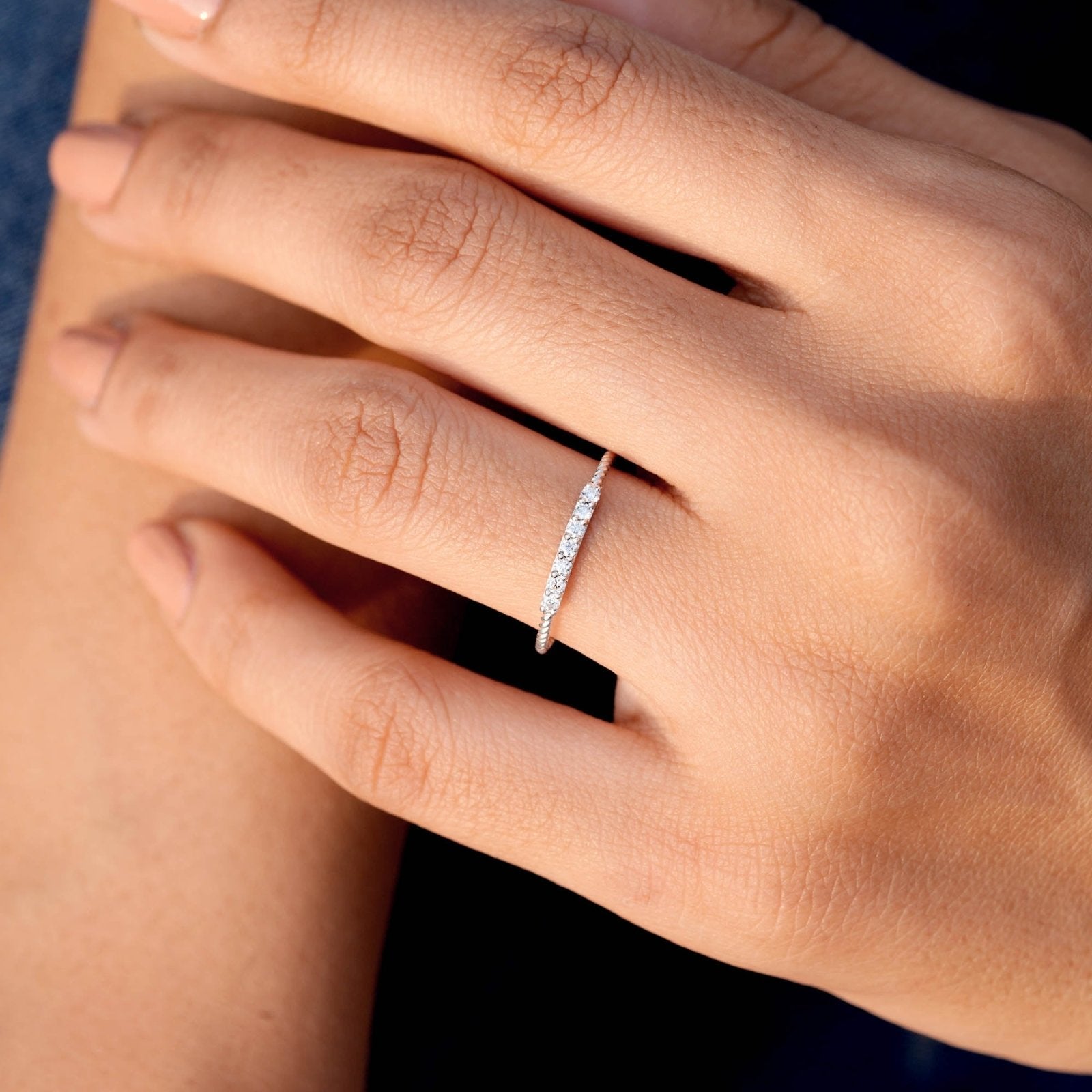 0.12CT Round Lab Diamond Twisted Band Fashion Ring - Buvea Jewels