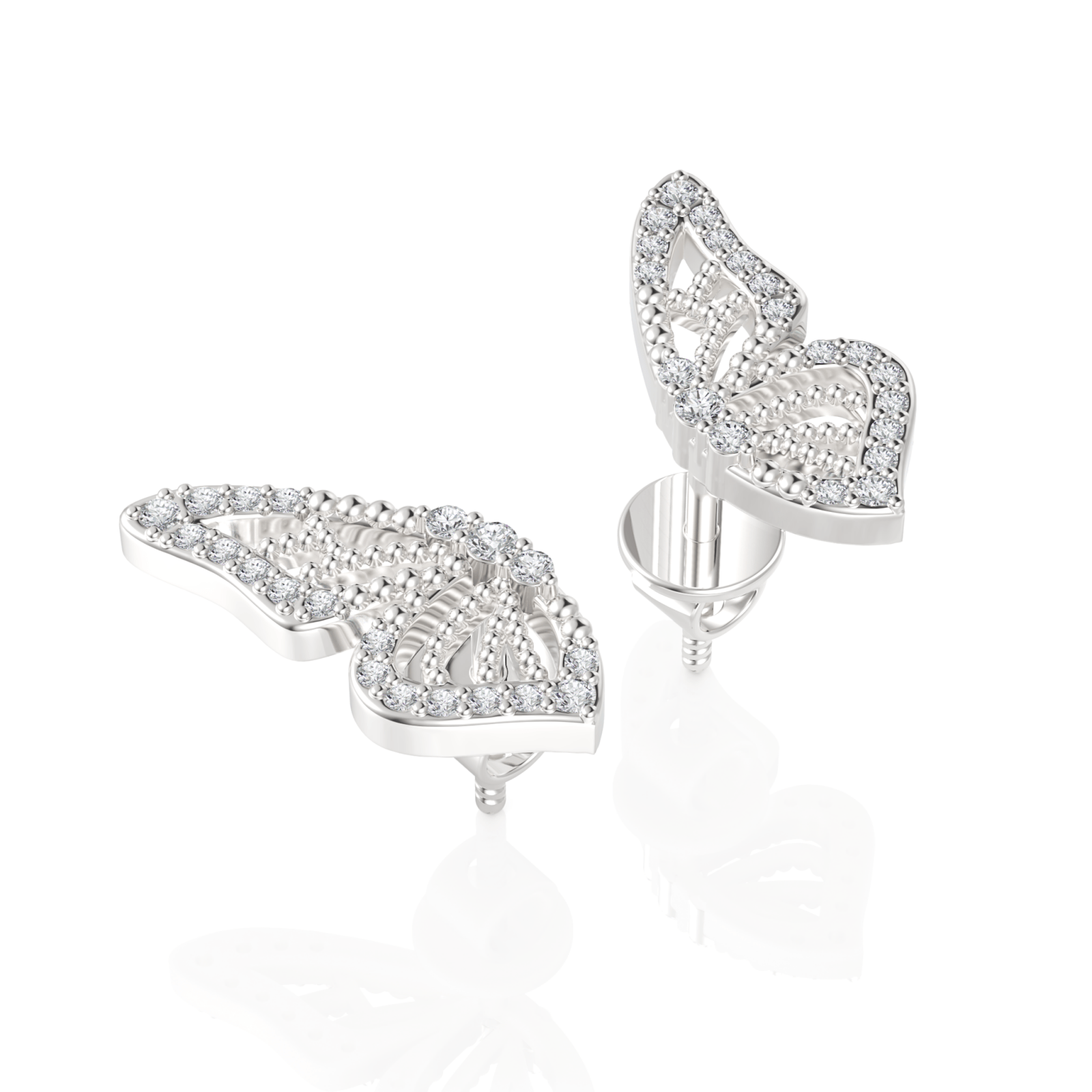 0.14CT Round Lab Diamond Butterfly Earrings - Buvea Jewels