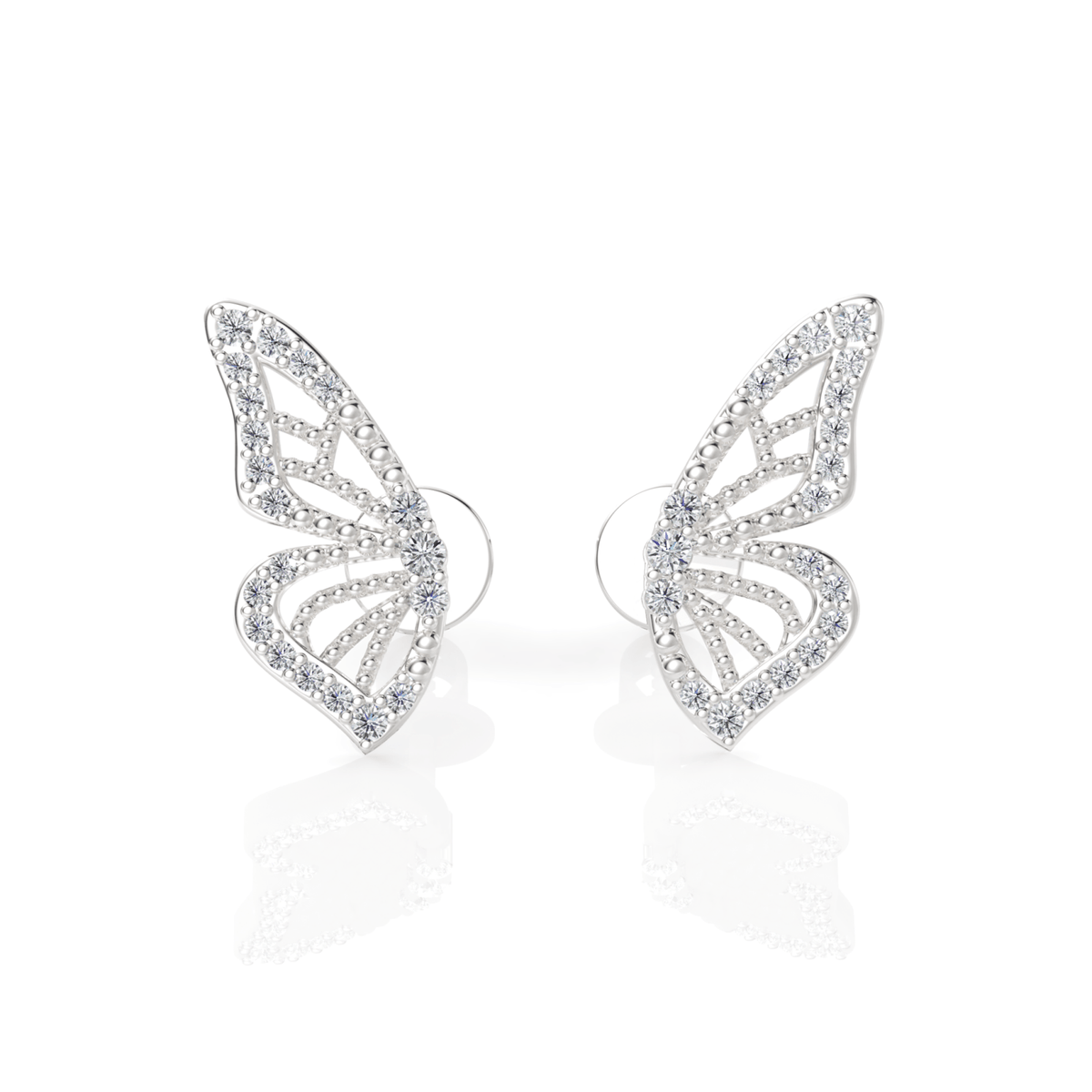 0.14CT Round Lab Diamond Butterfly Earrings - Buvea Jewels