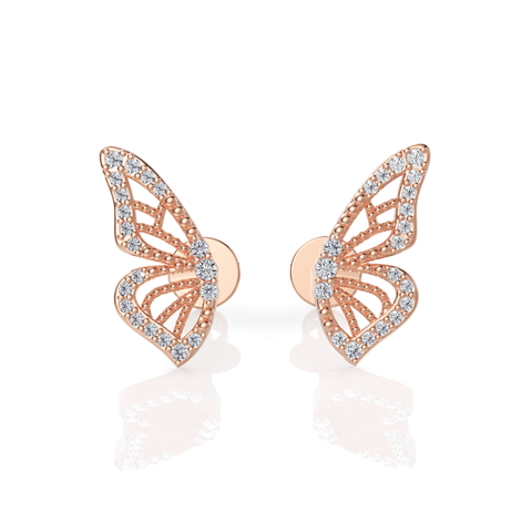 0.14CT Round Lab Diamond Butterfly Earrings - Buvea Jewels