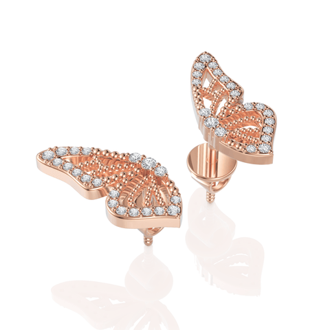 0.14CT Round Lab Diamond Butterfly Earrings - Buvea Jewels