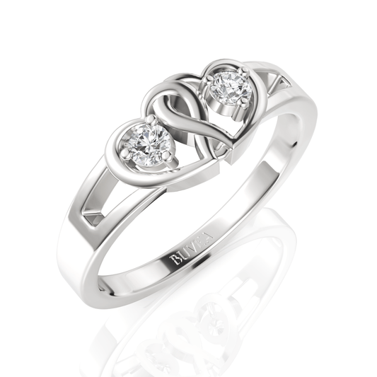 0.14CT Round Lab Diamond Dual Heart Fashion Ring - Buvea Jewels