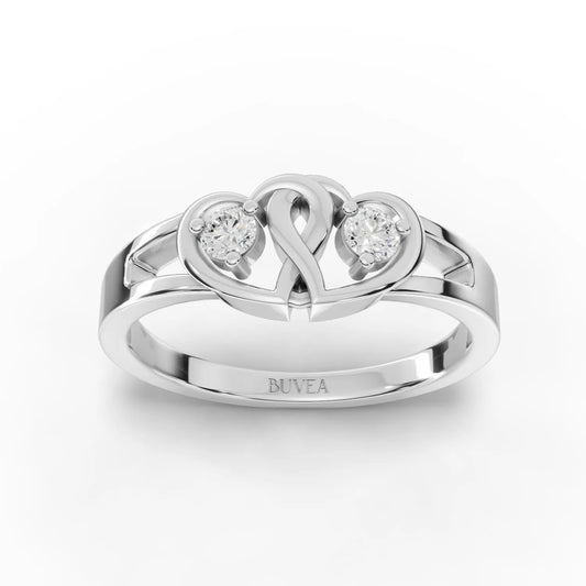 0.14CT Round Lab Diamond Dual Heart Fashion Ring - Buvea Jewels