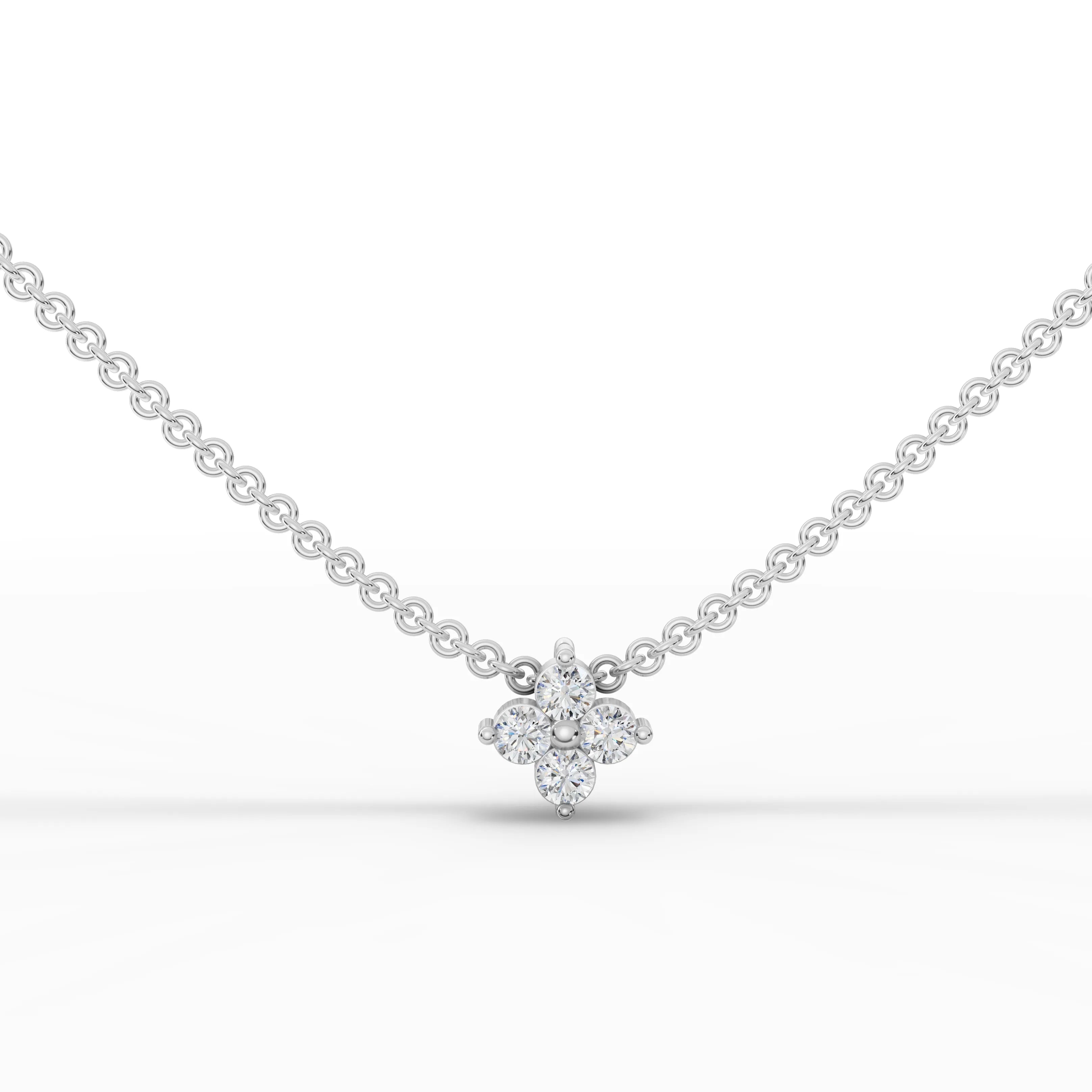 0.14CT Round Lab Diamond Floral Chain Pendant - Buvea Jewels