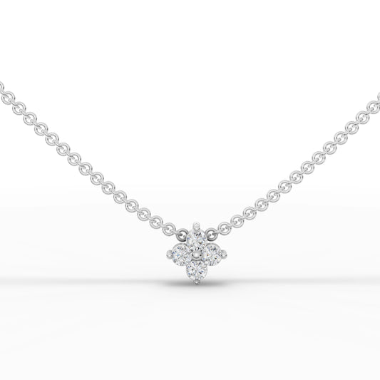 0.14CT Round Lab Diamond Floral Chain Pendant - Buvea Jewels