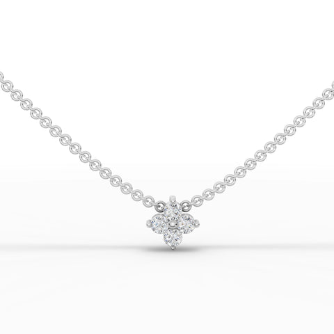 0.14CT Round Lab Diamond Floral Chain Pendant - Buvea Jewels
