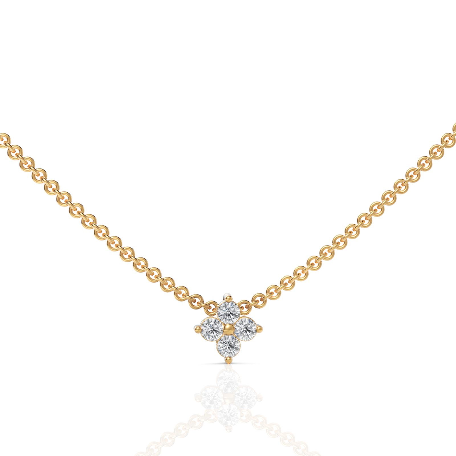 0.14CT Round Lab Diamond Floral Chain Pendant - Buvea Jewels