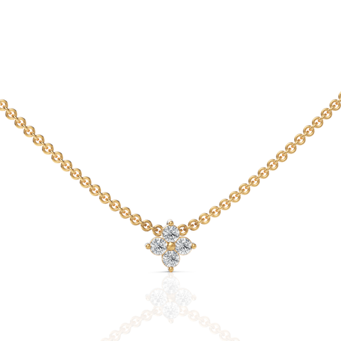 0.14CT Round Lab Diamond Floral Chain Pendant - Buvea Jewels