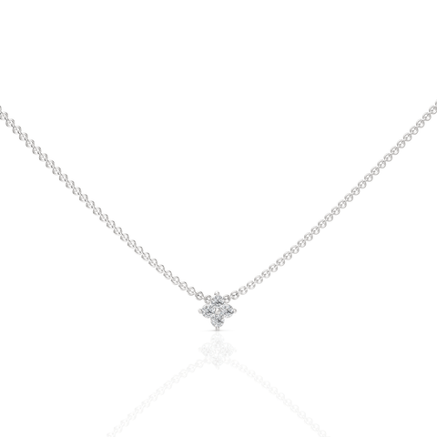 0.14CT Round Lab Diamond Floral Chain Pendant - Buvea Jewels