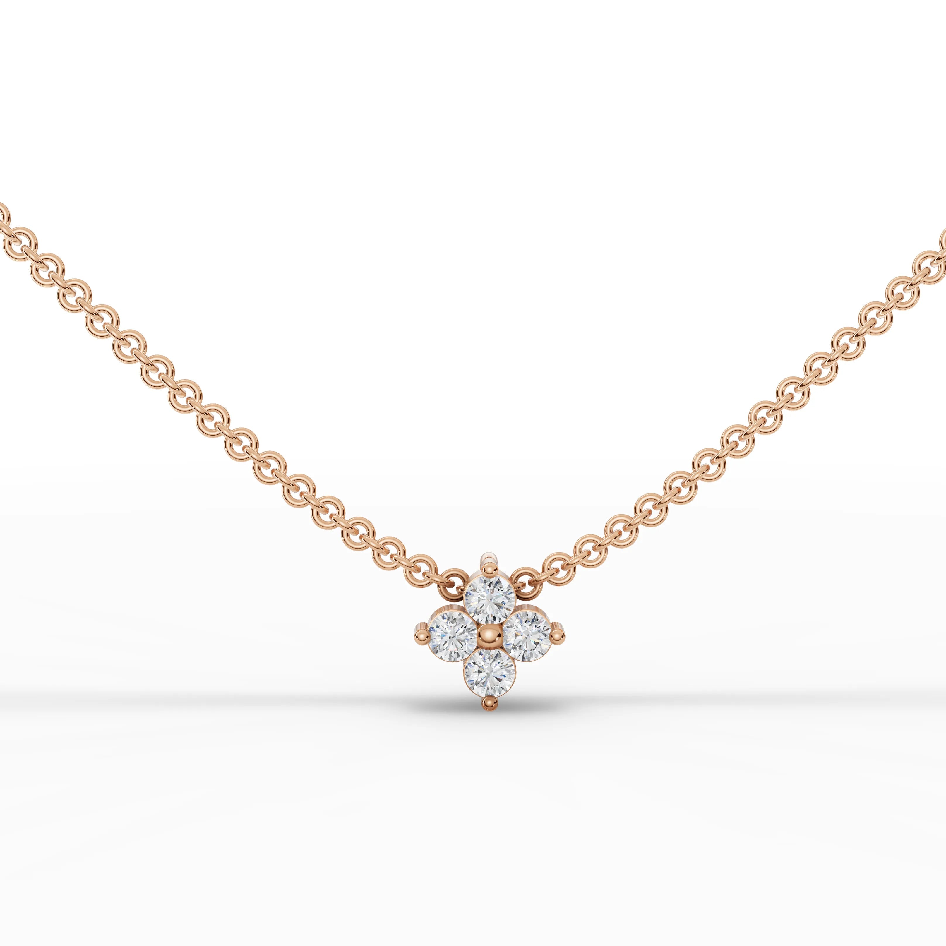 0.14CT Round Lab Diamond Floral Chain Pendant - Buvea Jewels