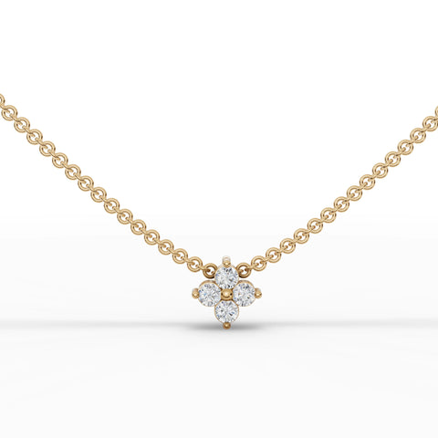 0.14CT Round Lab Diamond Floral Chain Pendant - Buvea Jewels