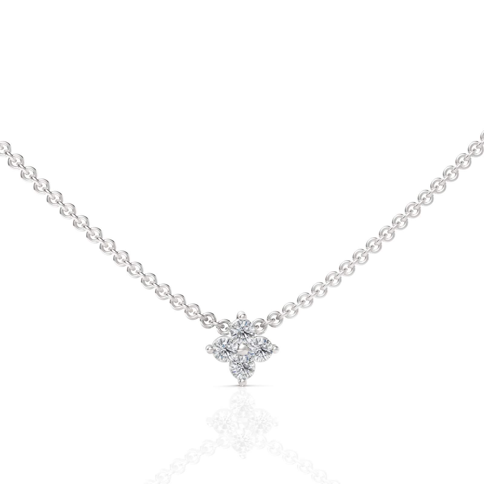 0.14CT Round Lab Diamond Floral Chain Pendant - Buvea Jewels