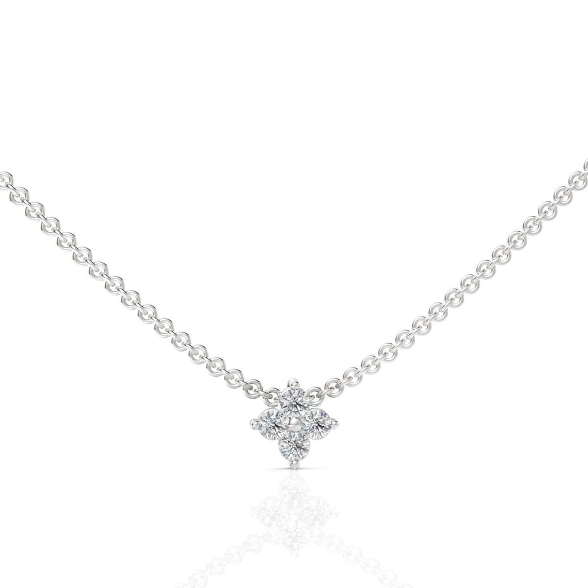 0.14CT Round Lab Diamond Floral Chain Pendant - Buvea Jewels