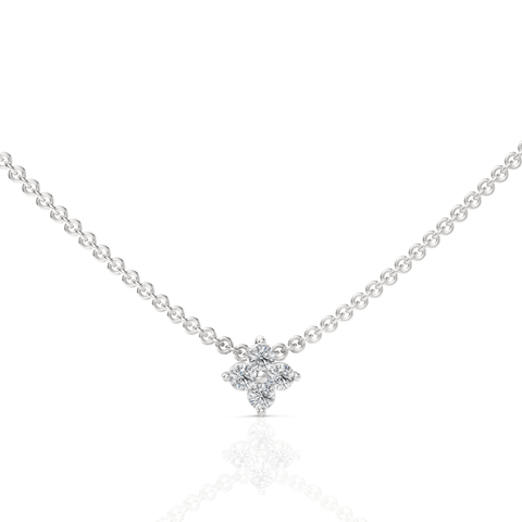 0.14CT Round Lab Diamond Floral Chain Pendant - Buvea Jewels