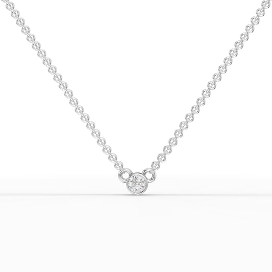0.1CT Round Lab Diamond Bezel Set Solitaire Pendant - Buvea Jewels