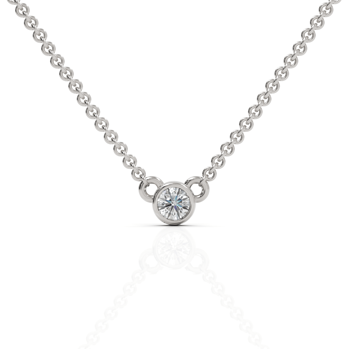 0.1CT Round Lab Diamond Bezel Set Solitaire Pendant - Buvea Jewels