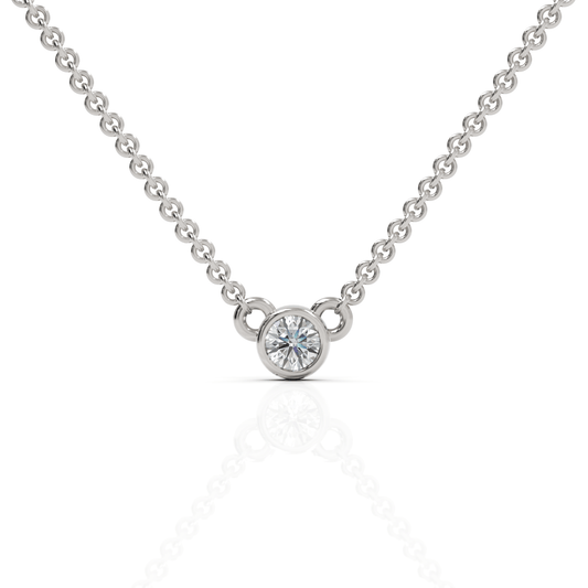 0.1CT Round Lab Diamond Bezel Set Solitaire Pendant - Buvea Jewels