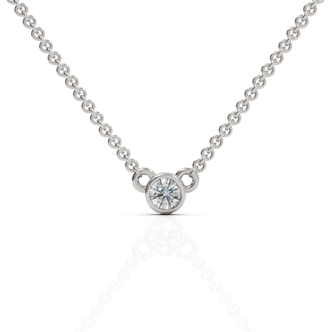 0.1CT Round Lab Diamond Bezel Set Solitaire Pendant - Buvea Jewels