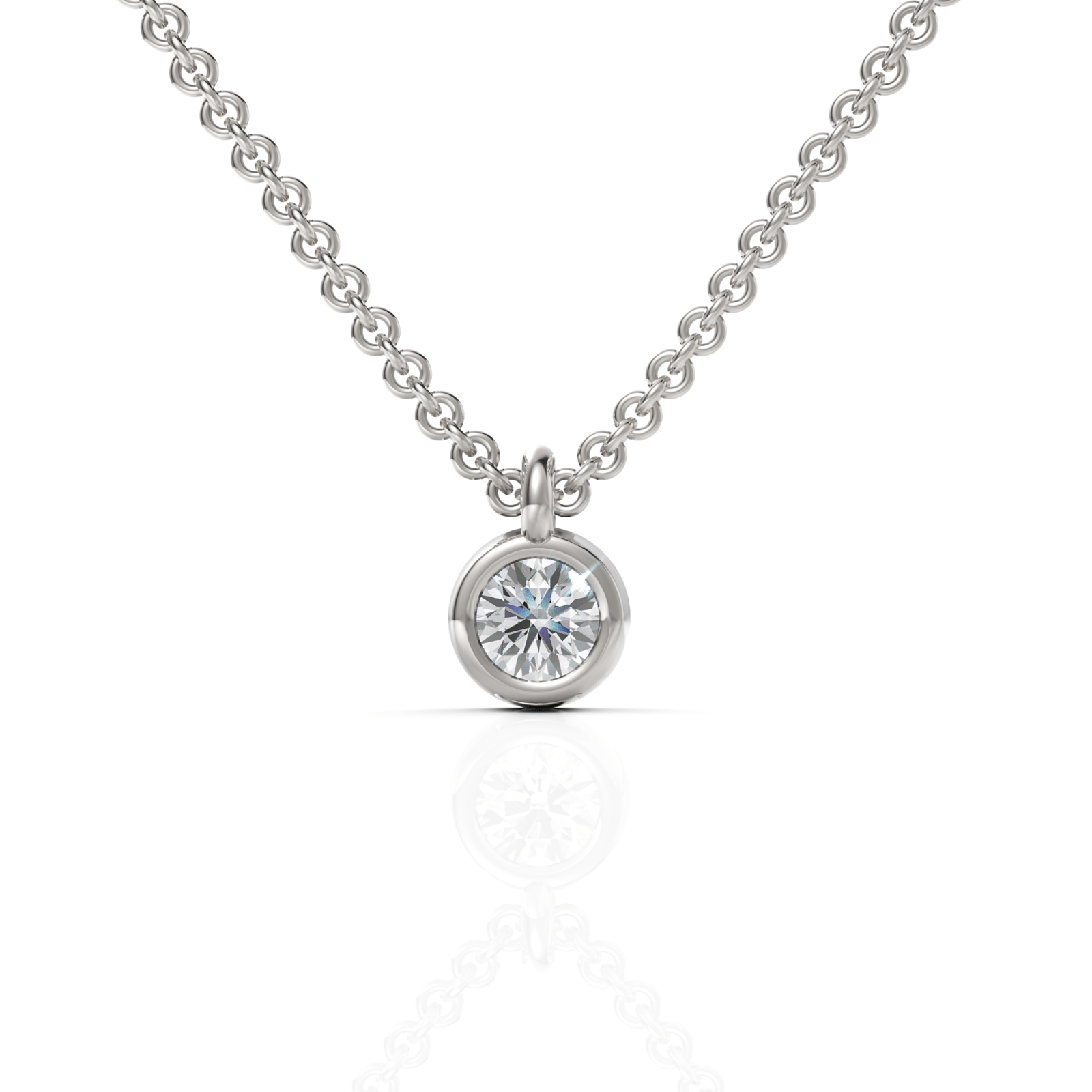 0.25CT Round Lab Diamond Bezel Set Solitaire Pendant - Buvea Jewels