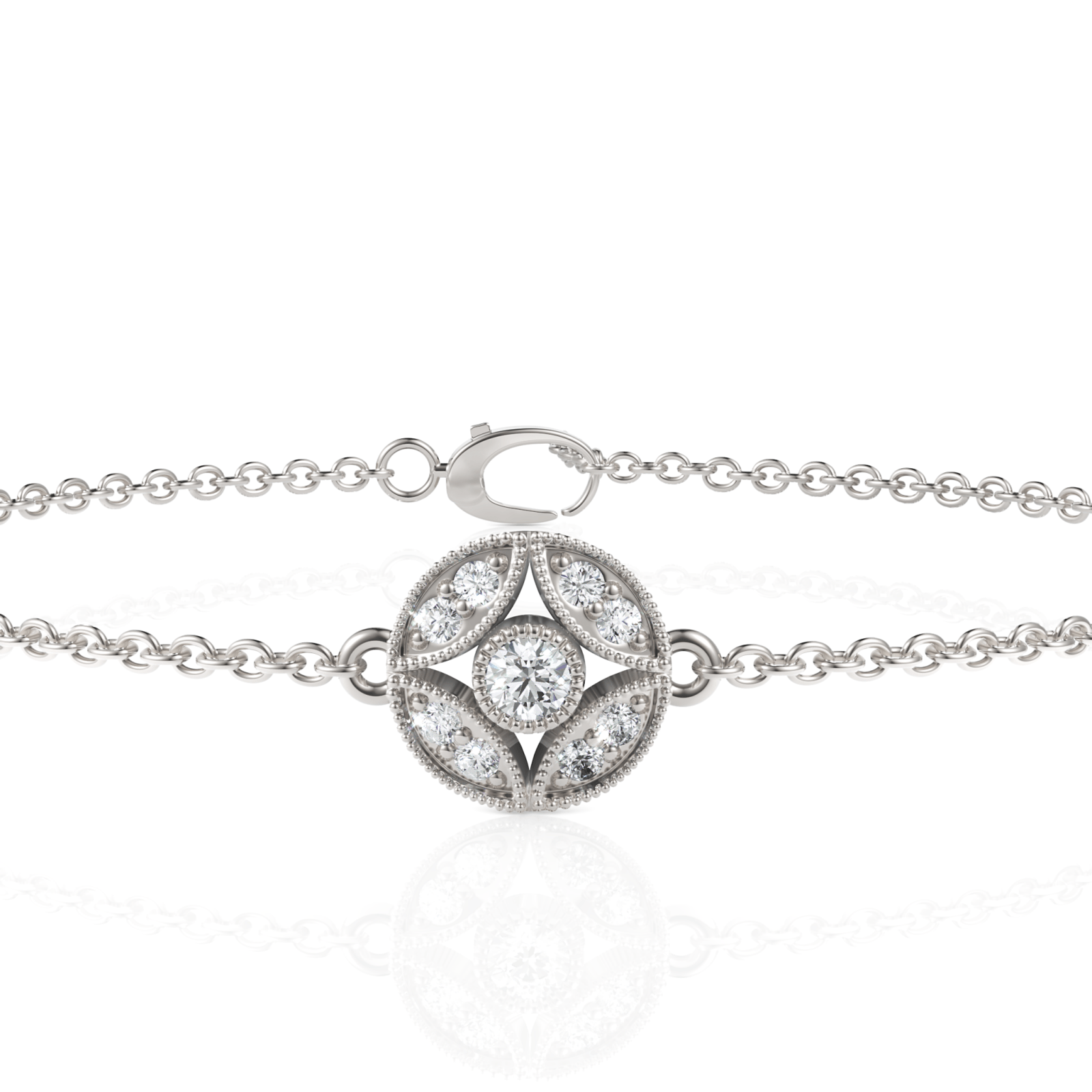 0.26CT Round Lab Diamond Medallion Bracelet - Buvea Jewels