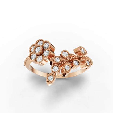 0.28CT Round Lab Diamond Floral Ring - Buvea Jewels