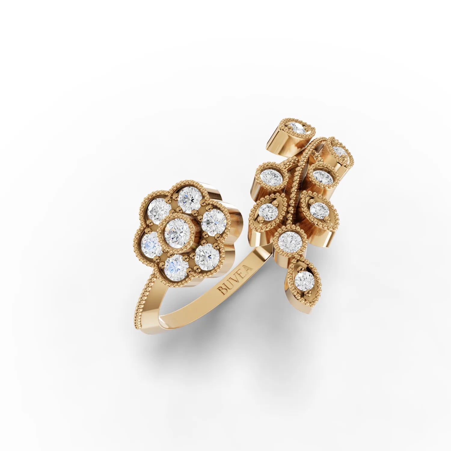 0.28CT Round Lab Diamond Floral Ring - Buvea Jewels