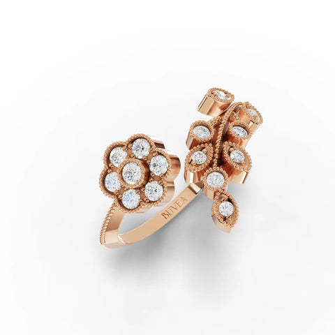 0.28CT Round Lab Diamond Floral Ring - Buvea Jewels