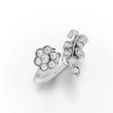 0.28CT Round Lab Diamond Floral Ring - Buvea Jewels