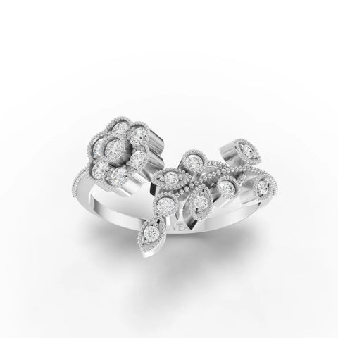 0.28CT Round Lab Diamond Floral Ring - Buvea Jewels