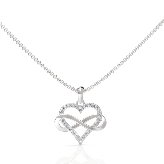 0.28CT Round Lab Diamond Heart Infinity Chain Pendant - Buvea Jewels