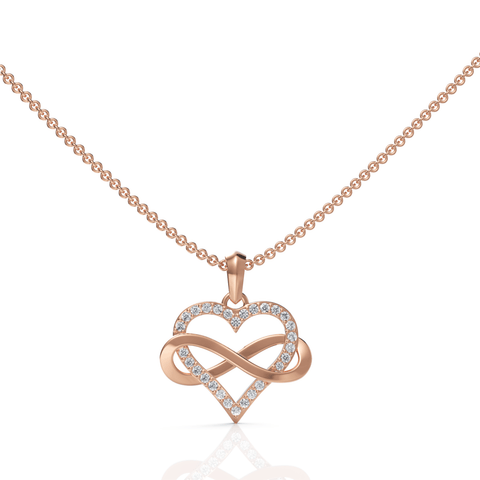 0.28CT Round Lab Diamond Heart Infinity Chain Pendant - Buvea Jewels