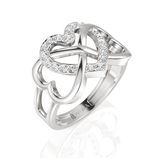 0.29CT Round Lab Diamond Heart Infinity Premium Fashion Ring - Buvea Jewels