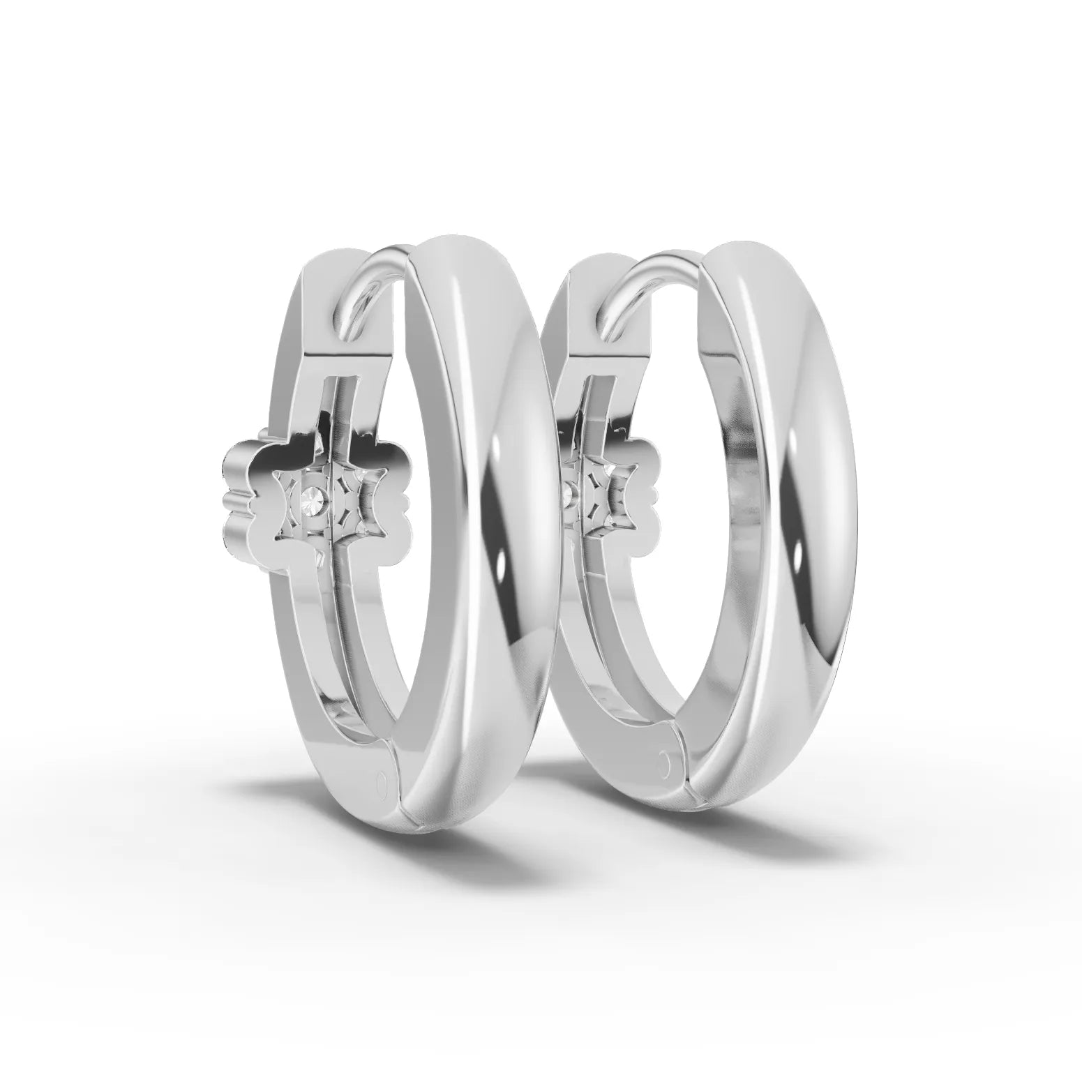 0.2CT Round Lab Diamond Flower Cluster Huggie Earrings - Buvea Jewels