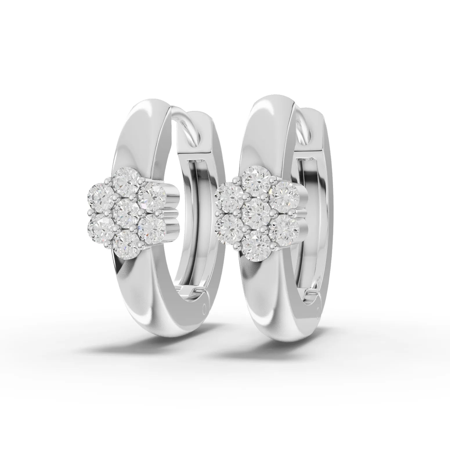 0.2CT Round Lab Diamond Flower Cluster Huggie Earrings - Buvea Jewels