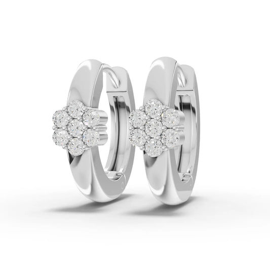 0.2CT Round Lab Diamond Flower Cluster Huggie Earrings - Buvea Jewels