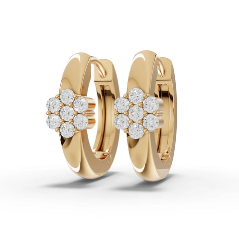 0.2CT Round Lab Diamond Flower Cluster Huggie Earrings - Buvea Jewels