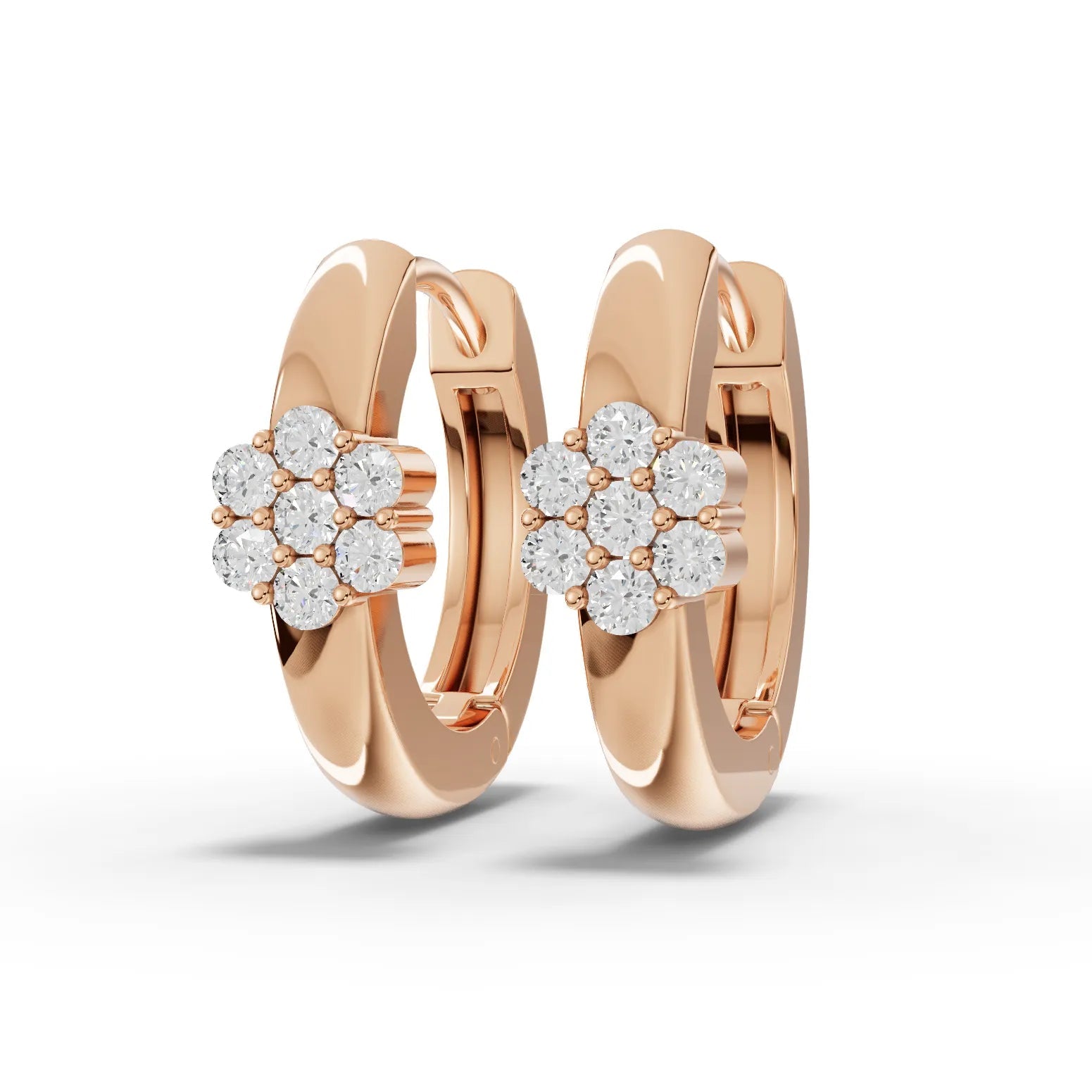 0.2CT Round Lab Diamond Flower Cluster Huggie Earrings - Buvea Jewels