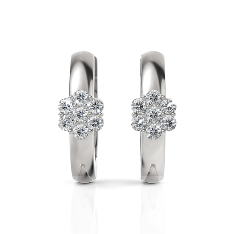 0.2CT Round Lab Diamond Flower Cluster Huggie Earrings - Buvea Jewels